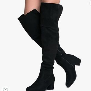 Brandy Over The Knee Boot Trendy Low Block Heel Suede Thigh High Size 6.5